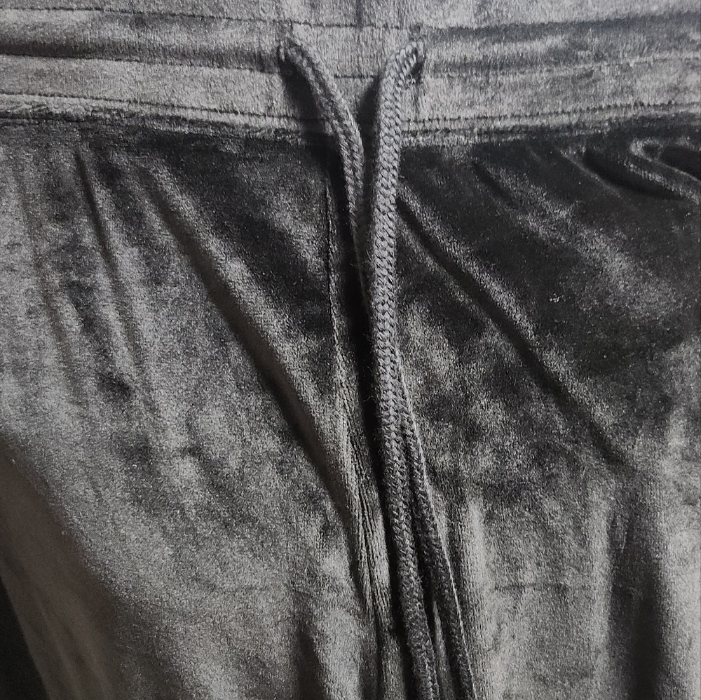 Black Velour Drawstring Pants - Picture 5 of 7